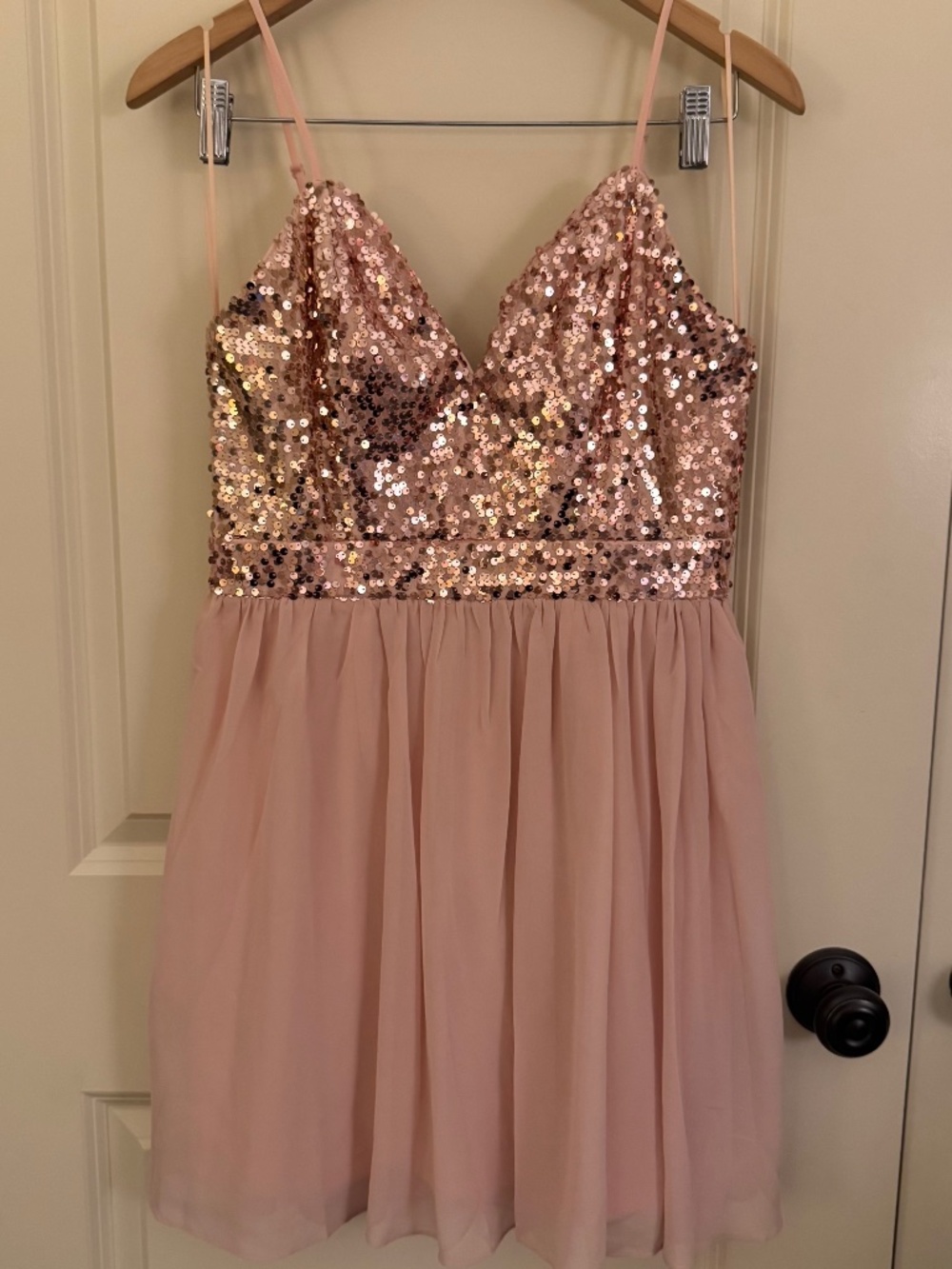 PromGirl Blush Pink Sequin Fit & Flare Party Dress Size Medium